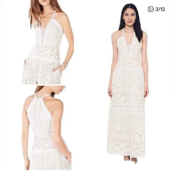 BCBGMaxAzria Christel Gown White Lace Floor Length Maxo Dress Wedding sz 6, $498 - Picture 3 of 8